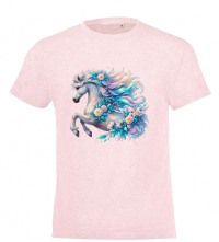 Girl Light Pink T-Shirt With Rainbow Horse