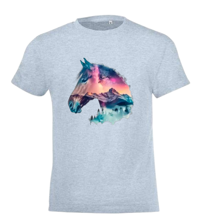 Girl Blue T-Shirt With Horse Head