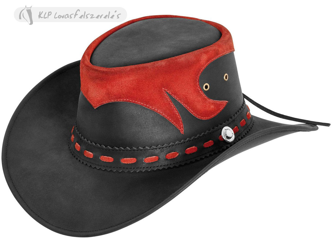 Leather Western Hat Black And Red, L-Pro West