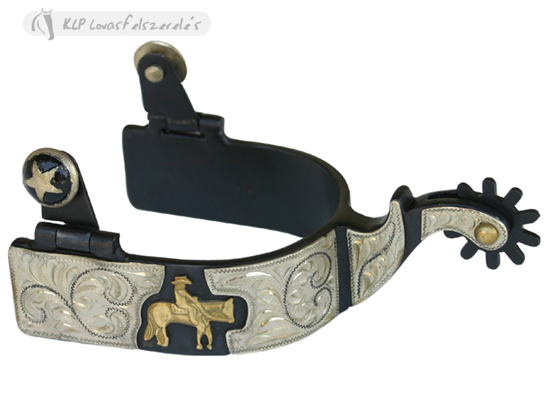 Black Roping Spurs W/ Germ. Silver Engr.trims