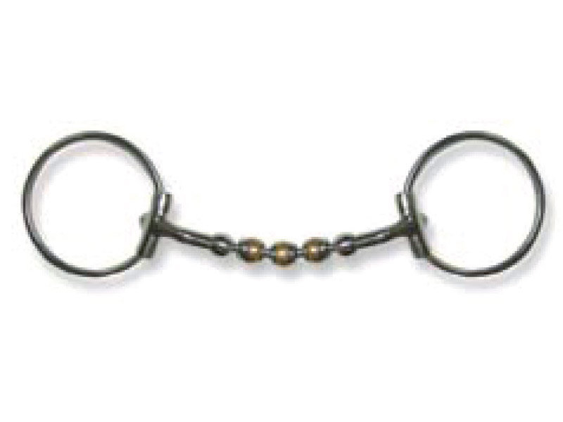Pessoa Ring Snaffle Bit With Rotating Copper Ball Stainless Steel