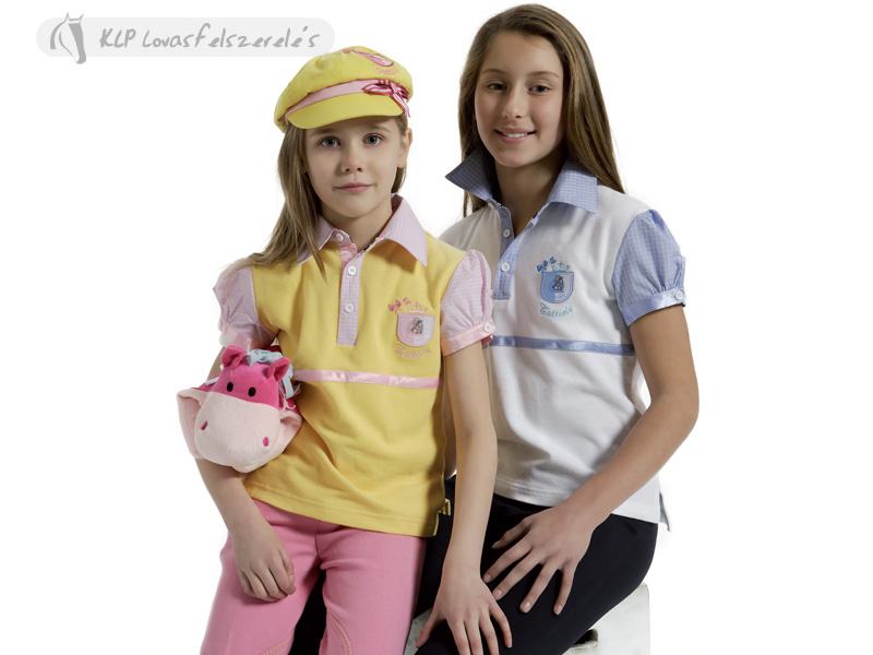 Tattini Girls Polo With Checkered Collar And Sleeves