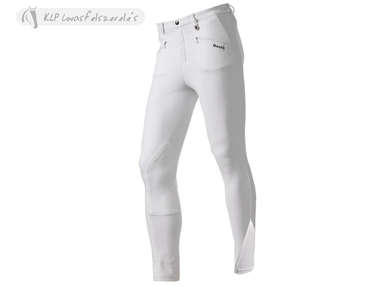 Pantaloni Echitatie Barbatesti Daslö Slim Fit Cu Intaritura Din Material Propriu, Culoarea Alba